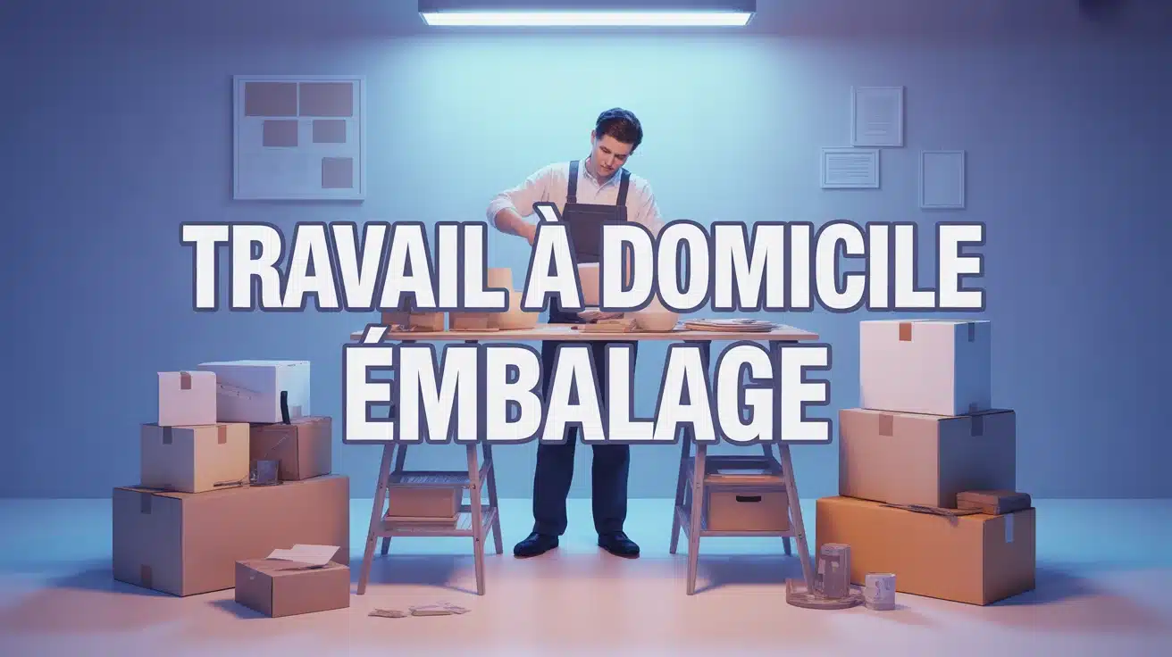 illustration travail à domicile emballage personnage stylisé sur table