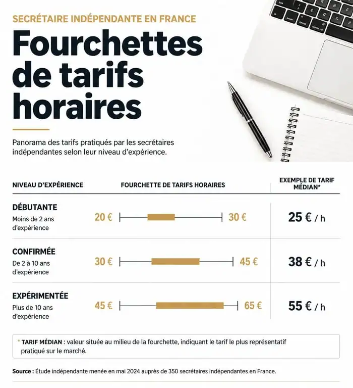 Tableau comparatif des tarifs d'une secrétaire indépendante en France