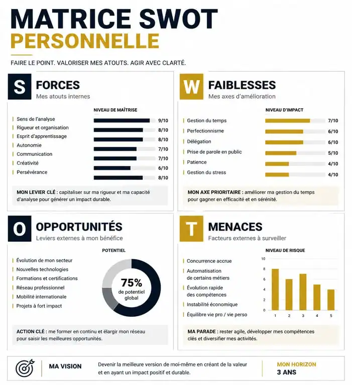 Matrice SWOT personnelle pour l'analyse de carrière et le développement professionnel