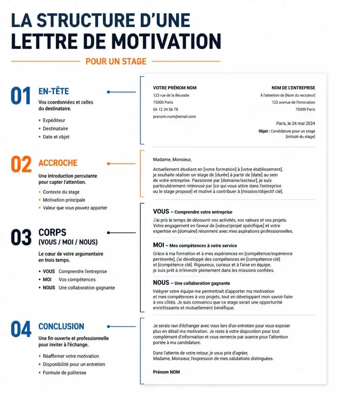 Structure d'une lettre de motivation pour un stage efficace