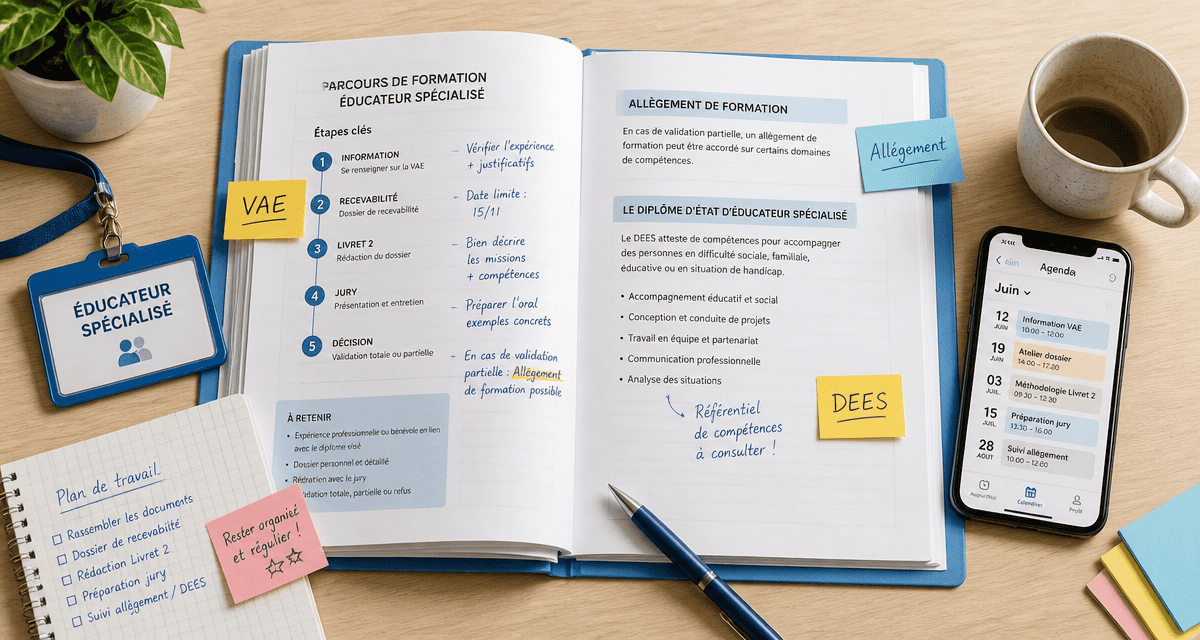 formation éducateur spécialisé en 1 an VAE badge agenda