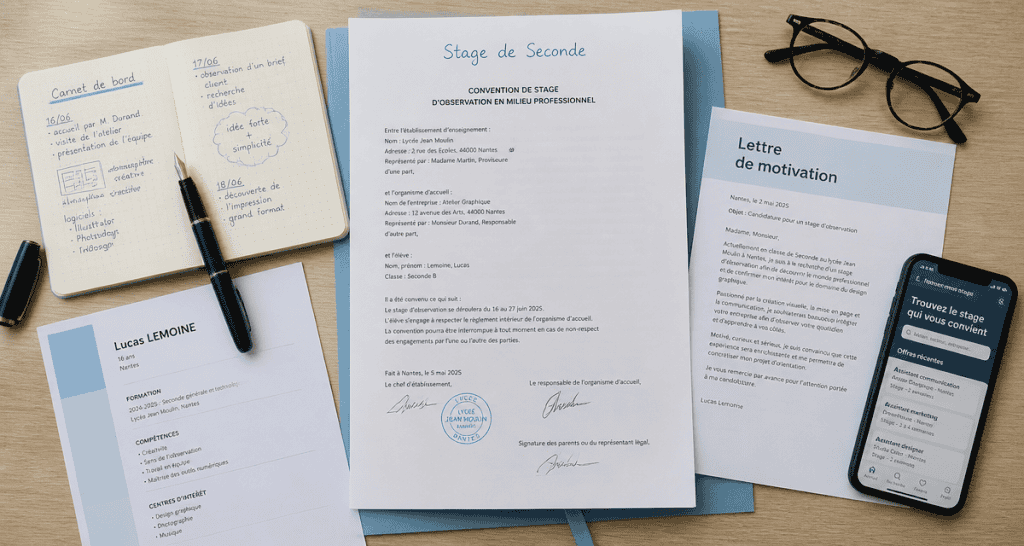 Stage de seconde convention et outils sur bureau