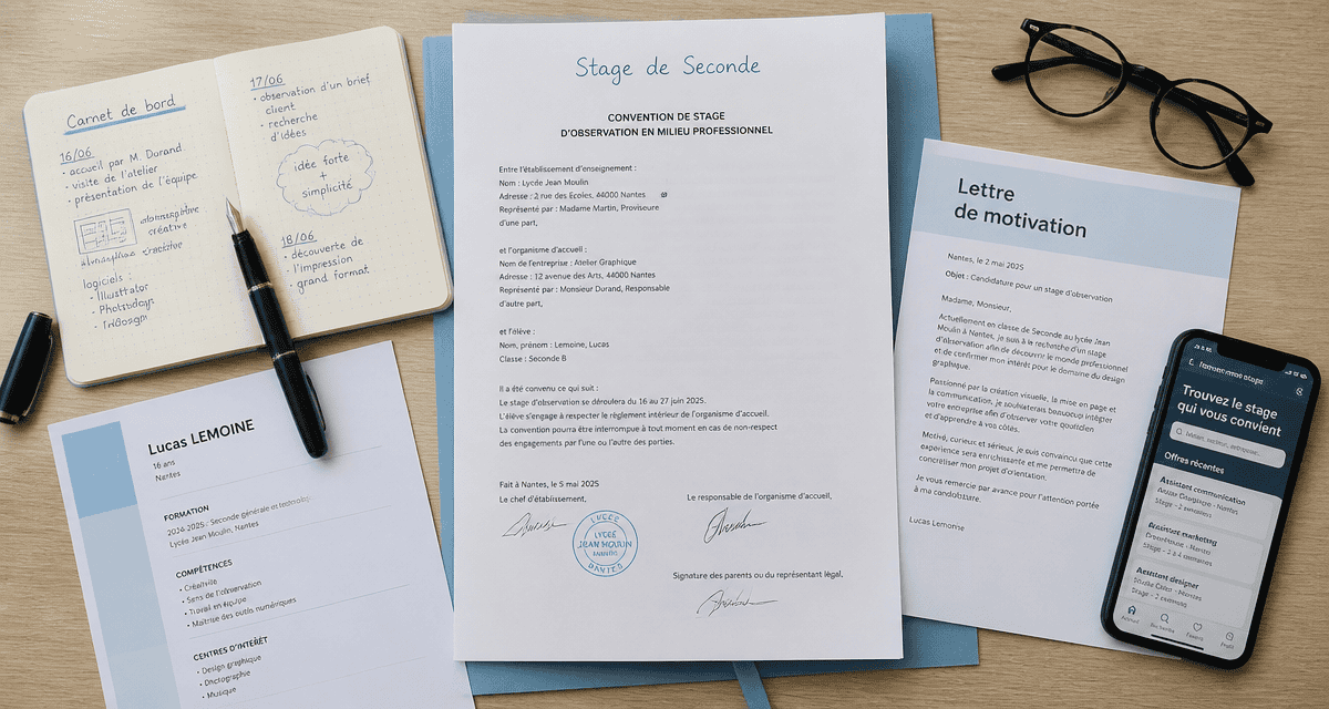 Stage de seconde convention et outils sur bureau