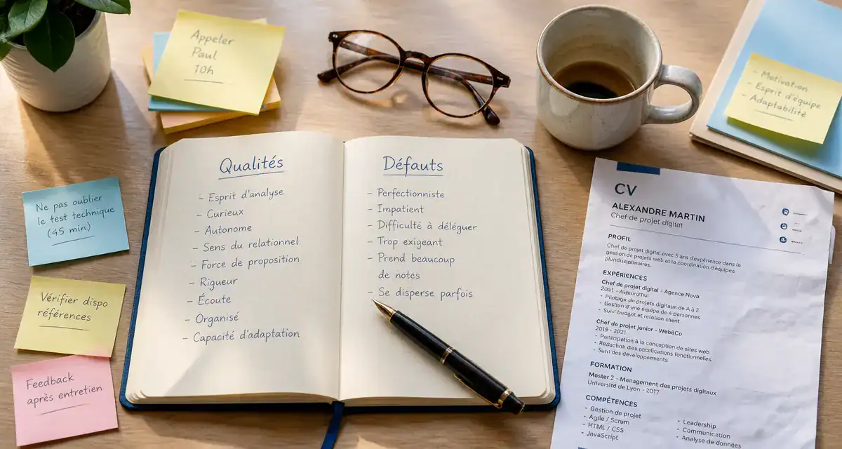 5 qualités 5 défauts entretien carnet bureau