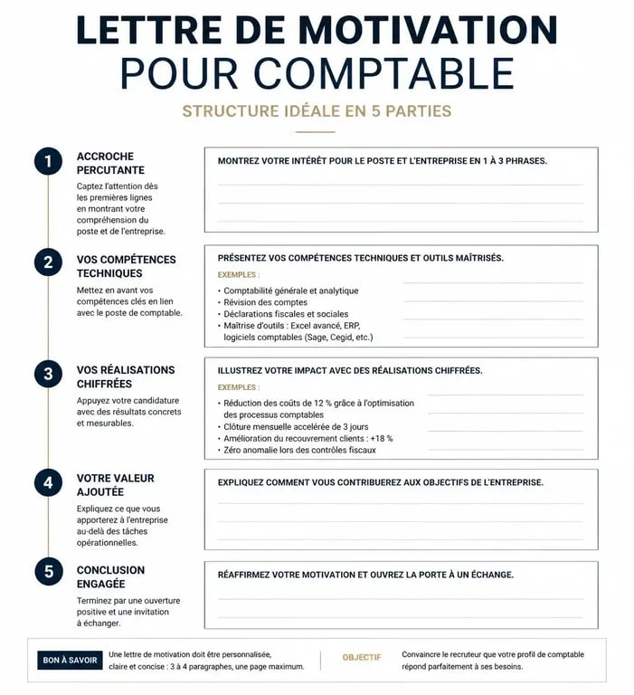 Structure idéale d'une lettre de motivation de comptable pour réussir sa candidature