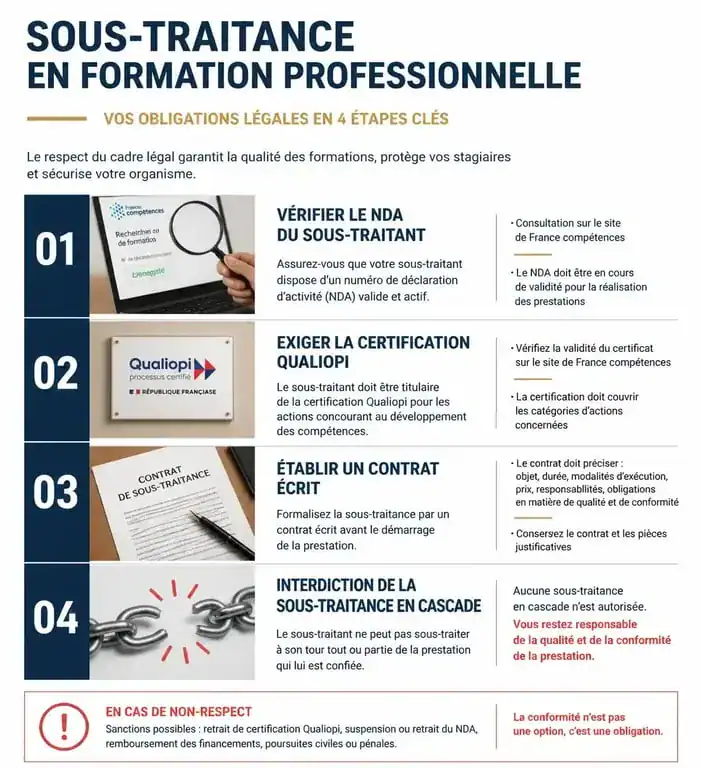 Infographie des obligations légales pour la sous-traitance organisme de formation
