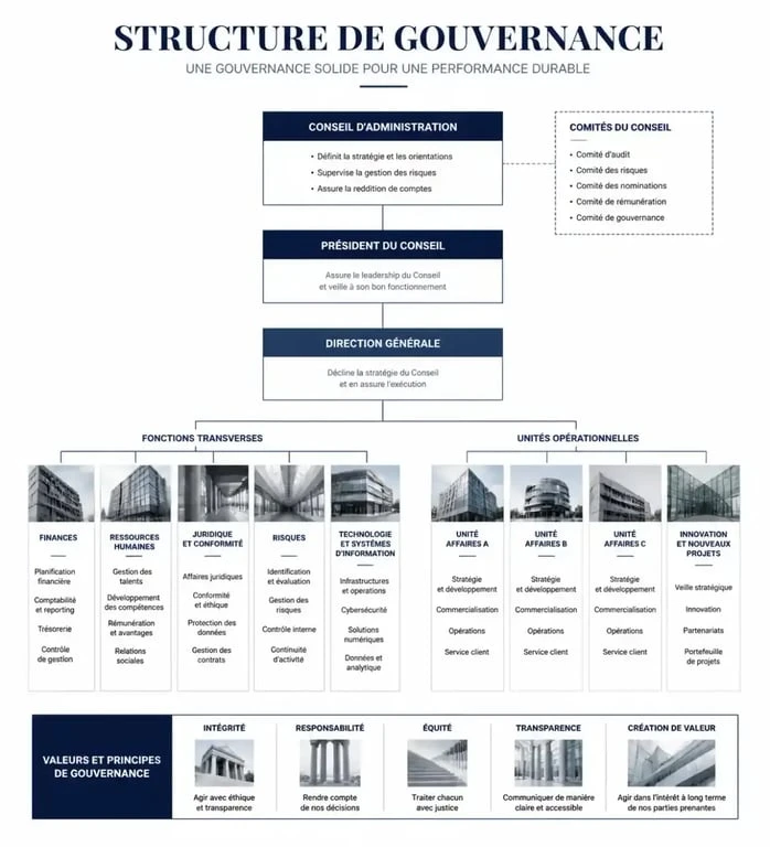 Schéma de la gouvernance et de la direction dans une entreprise
