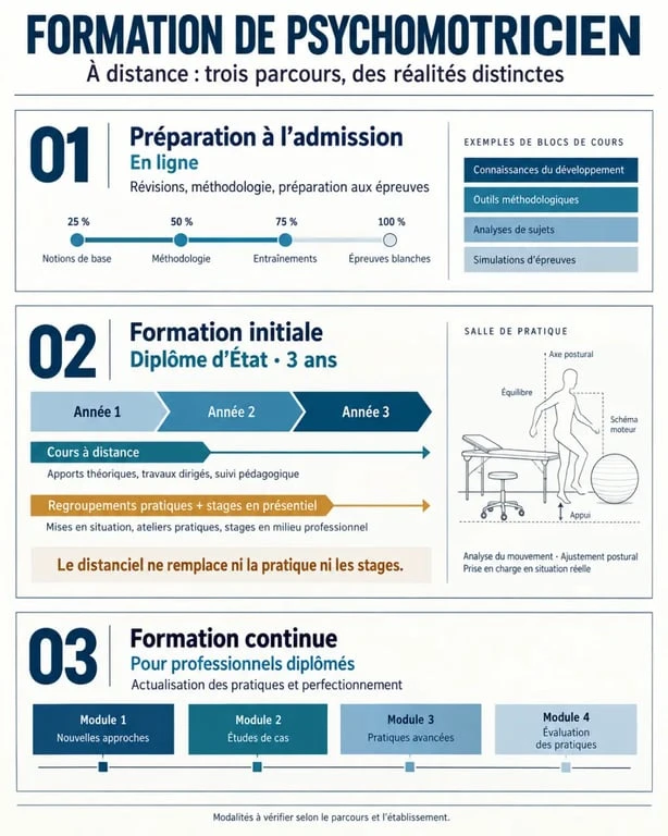 Formation psychomotricien à distance : parcours hybride, cours pratiques et stages en présentiel