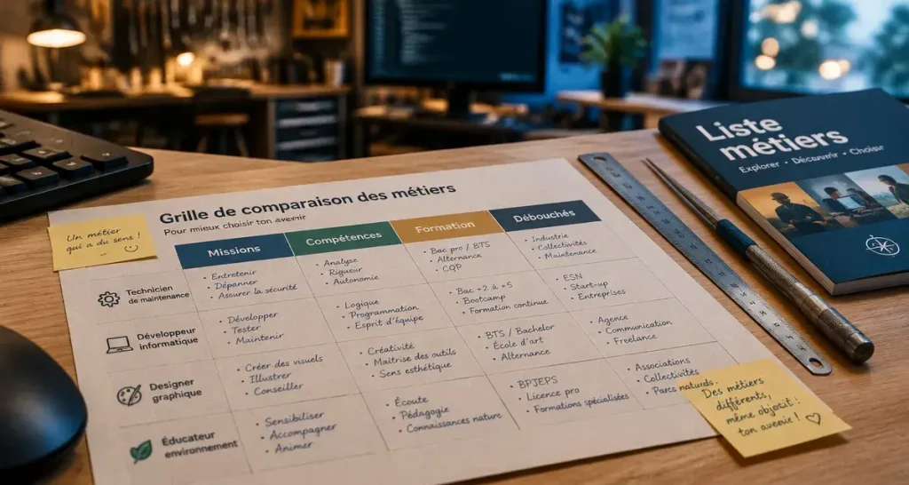 La liste métier wks.fr, un outil concret pour comparer 60 à 70 métiers